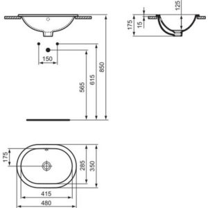 Раковина встраиваемая сверху (48х35) Ideal Standard CONNECT E5045MA-фото4