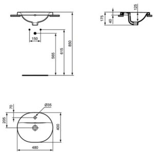 Раковина встраиваемая сверху (48х40) Ideal Standard CONNECT E503801-фото6