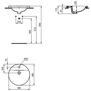 Раковина встраиваемая сверху (48х48) Ideal Standard CONNECT E504201-фото6