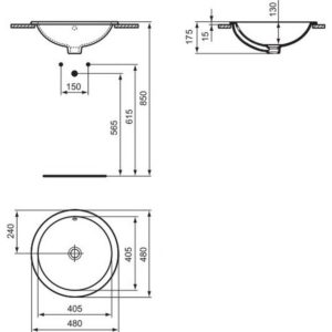 Раковина встраиваемая сверху (48х48) Ideal Standard CONNECT E5053MA-фото4