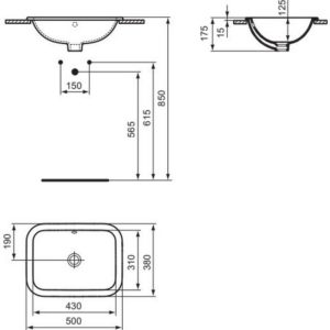 Раковина встраиваемая сверху (50х38) Ideal Standard CONNECT E5057MA-фото4