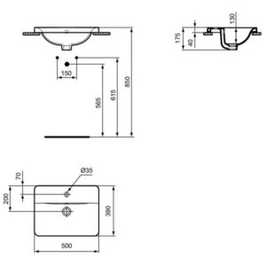 Раковина встраиваемая сверху (50х39) Ideal Standard CONNECT E504301-фото5