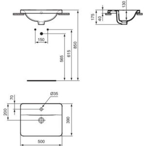 Раковина встраиваемая сверху (50х39) Ideal Standard CONNECT E5043MA-фото4