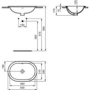 Раковина встраиваемая сверху (55х38) Ideal Standard CONNECT E5047MA-фото4