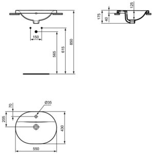 Раковина встраиваемая сверху (55х43) Ideal Standard CONNECT E503901-фото5