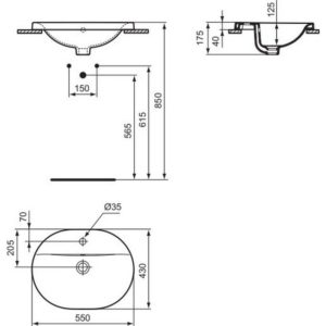 Раковина встраиваемая сверху (55х43) Ideal Standard CONNECT E5039MA-фото4