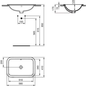 Раковина встраиваемая сверху (58х41) Ideal Standard CONNECT E5059MA-фото4