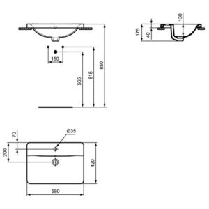 Раковина встраиваемая сверху (58х42) Ideal Standard CONNECT E504401-фото5