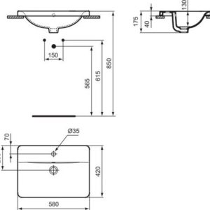 Раковина встраиваемая сверху (58х42) Ideal Standard CONNECT E5044MA-фото4