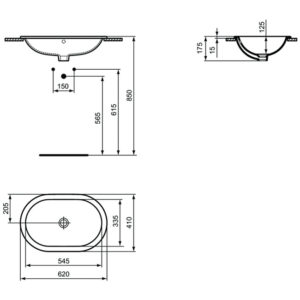 Раковина встраиваемая сверху (62х41) Ideal Standard CONNECT E504901-фото4