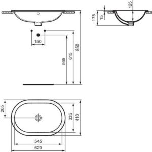 Раковина встраиваемая сверху (62х41) Ideal Standard CONNECT E5049MA-фото4
