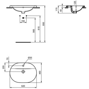 Раковина встраиваемая сверху (62х46) Ideal Standard CONNECT E504001-фото5
