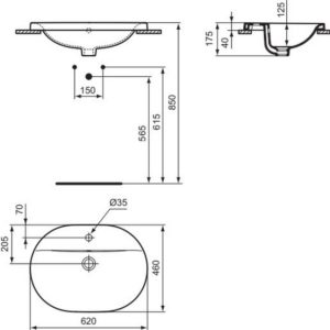 Раковина встраиваемая сверху (62х46) Ideal Standard CONNECT E5040MA-фото4