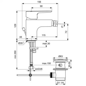 Смеситель для биде Ideal Standard CERAFINE MODEL O BC498AA-фото2