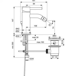 Смеситель для биде Ideal Standard CERALINE BC197AA-фото2