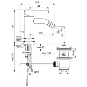 Смеситель для биде Ideal Standard CERALINE BC197XG-фото2