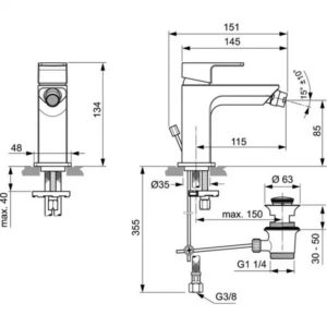 Смеситель для биде Ideal Standard EDGE A7118AA-фото2