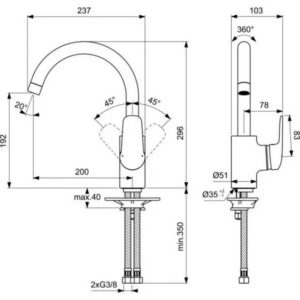 Смеситель для кухонной мойки Ideal Standard CERAFLEX B1727AA-фото2