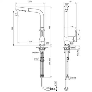 Смеситель для кухонной мойки Ideal Standard CERALOOK BC178AA-фото2