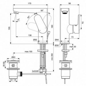 Смеситель для раковины Ideal Standard CERAFINE MODEL O BC497AA-фото2