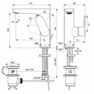 Смеситель для раковины Ideal Standard CERAFINE MODEL O BC703AA-фото2