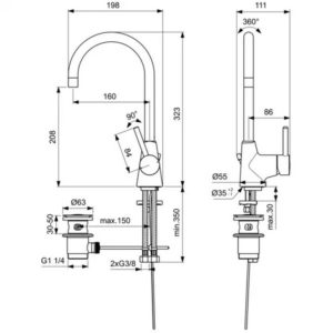 Смеситель для раковины Ideal Standard CERALINE BC195AA-фото2