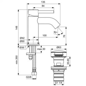 Смеситель для раковины Ideal Standard  CERALINE BC822AA-фото2