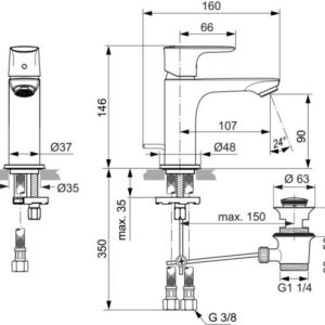 Смеситель для раковины Ideal Standard CONNECT AIR A7007A5-фото2