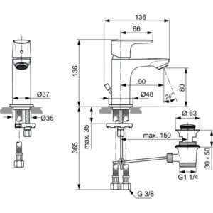 Смеситель для раковины Ideal Standard CONNECT AIR A7014AA-фото2