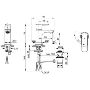 Смеситель для раковины Ideal Standard CONNECT AIR A7017GN-фото2