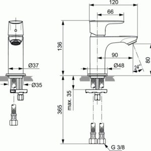 Смеситель для раковины Ideal Standard CONNECT AIR A7018AA-фото2