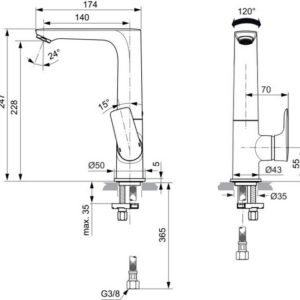Смеситель для раковины Ideal Standard CONNECT AIR A7023GN-фото2