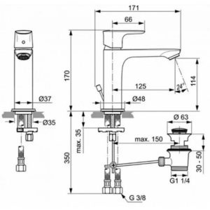 Смеситель для раковины Ideal Standard CONNECT AIR Grande A7012A2-фото2