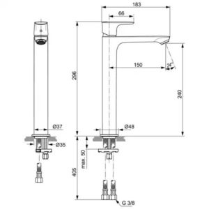 Смеситель для раковины Ideal Standard CONNECT AIR Vessel A7027A5-фото2