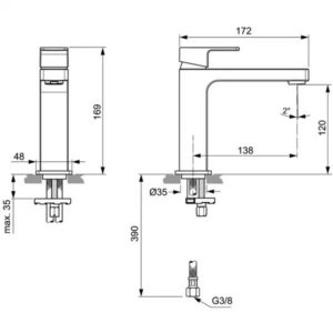 Смеситель для раковины Ideal Standard EDGE A7108AA-фото2