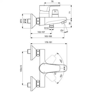 Смеситель для ванны Ideal Standard CERAFINE MODEL D BC494AA-фото2