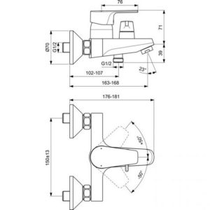 Смеситель для ванны Ideal Standard Cerafine Model D BC494U8-фото2