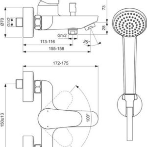 Смеситель для ванны Ideal Standard CERAFINE O BC706AA-фото2