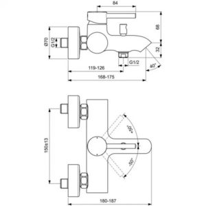 Смеситель для ванны Ideal Standard CERALINE BC199AA-фото2