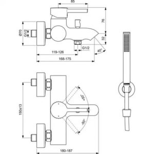 Смеситель для ванны Ideal Standard CERALINE BC270XG-фото2