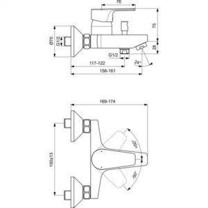 Смеситель для ванны с душем Ideal Standard BC692AA-фото2