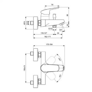 Смеситель для ванны с душем Ideal Standard CERAFLEX B1721AA-фото2