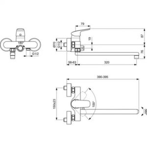 Смеситель для ванны с душем Ideal Standard CERAFLEX B1741AA-фото2