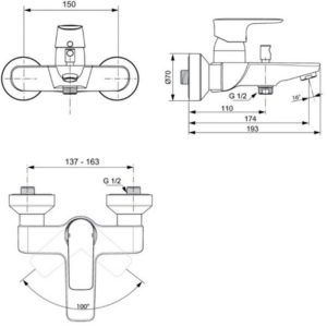 Смеситель для ванны с душем Ideal Standard CONNECT AIR A7033AA-фото2