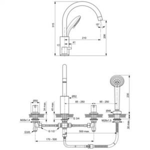 Смеситель на борт ванны Ideal Standard CERALINE BC198AA-фото2
