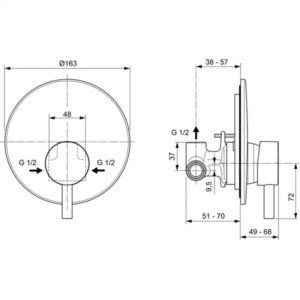 Встраиваемый смеситель для душа Ideal Standard CERALINE A6940XG-фото2