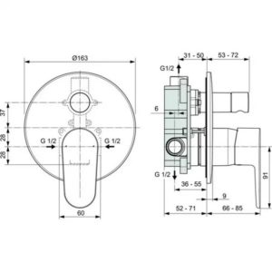Встраиваемый смеситель для ванны Ideal Standard CERAFINE MODEL O A7193AA-фото2