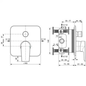 Встраиваемый смеситель для ванны Ideal Standard EDGE A7124AA-фото2