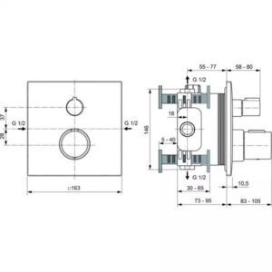 Встраиваемый  термостатический смеситель для душа Ideal Standard Ceratherm C100 A6956AA-фото2