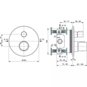 Встраиваемый  термостатический смеситель для душа Ideal Standard Ceratherm Т100 A5813XG-фото2